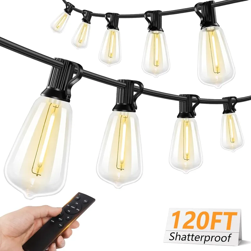 Brightever 120FT LED Outdoor String Lights with Remote